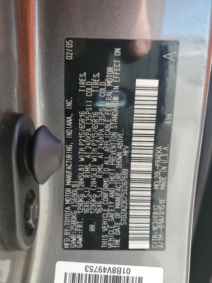 2005 Toyota Sienna Ce VIN: 5TDZA23C75S287699 Lot: 85594944