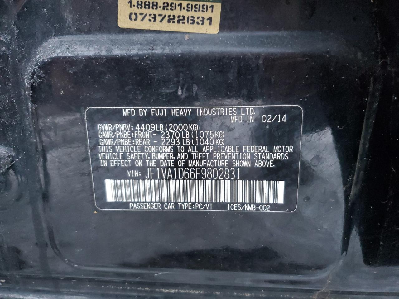 2015 Subaru Wrx Premium VIN: JF1VA1D66F9802831 Lot: 84891794