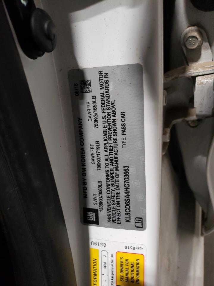 2017 Chevrolet Spark 1Lt VIN: KL8CD6SA4HC703663 Lot: 84738784