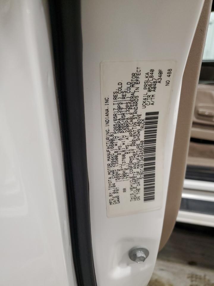 2004 Toyota Tundra Double Cab Limited VIN: 5TBDT48134S455840 Lot: 85037654