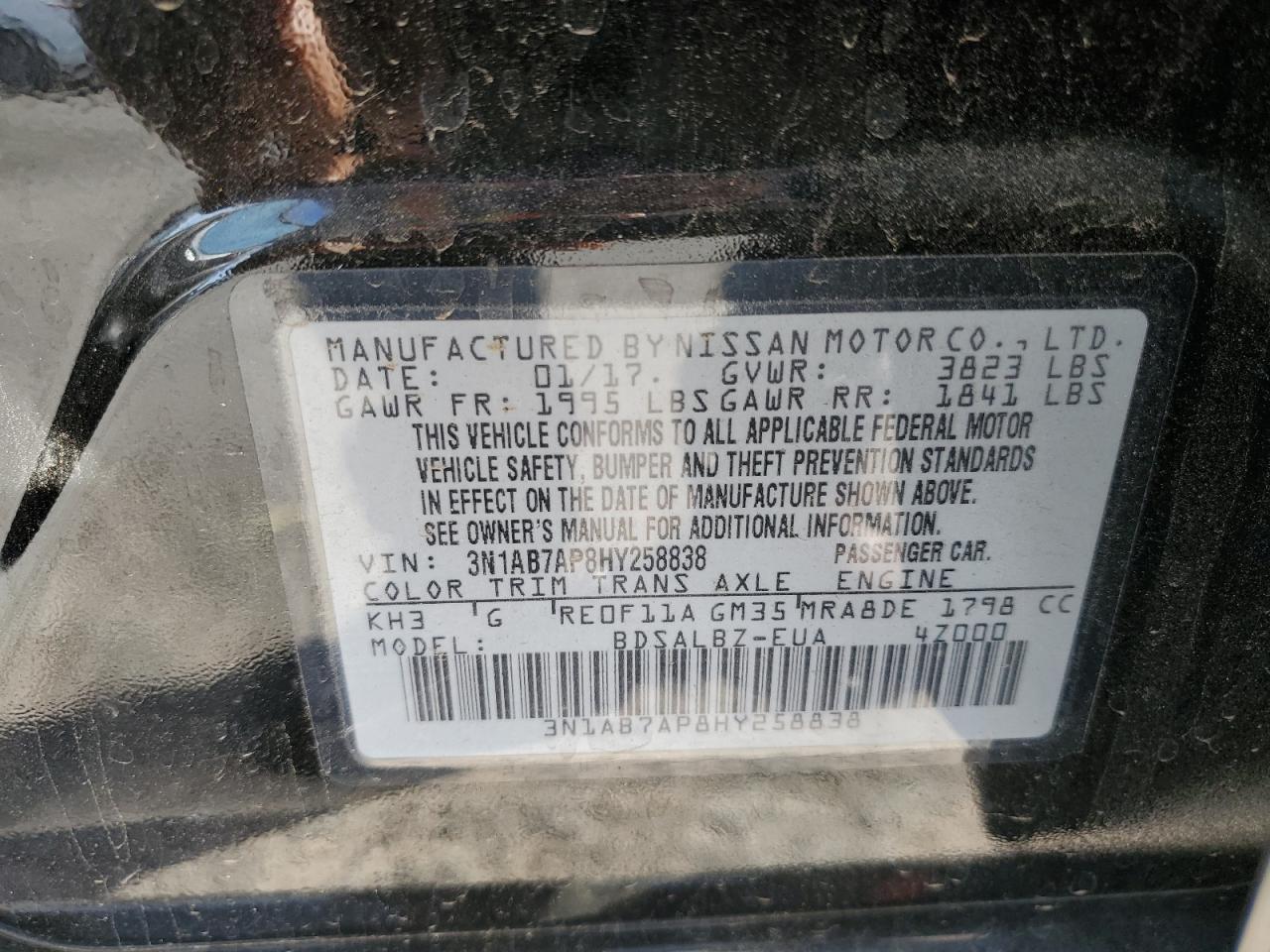 VIN 3N1AB7AP8HY258838 2017 NISSAN SENTRA no.13