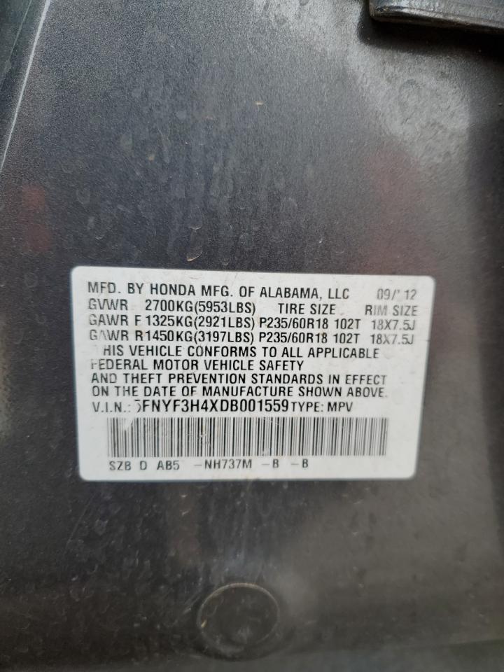 2013 Honda Pilot Ex VIN: 5FNYF3H4XDB001559 Lot: 84458254