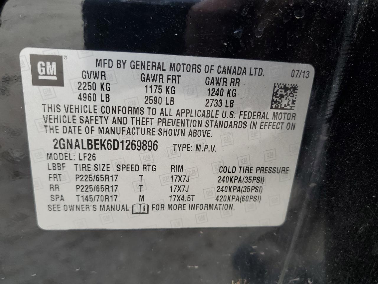 2013 Chevrolet Equinox Ls VIN: 2GNALBEK6D1269896 Lot: 54054865