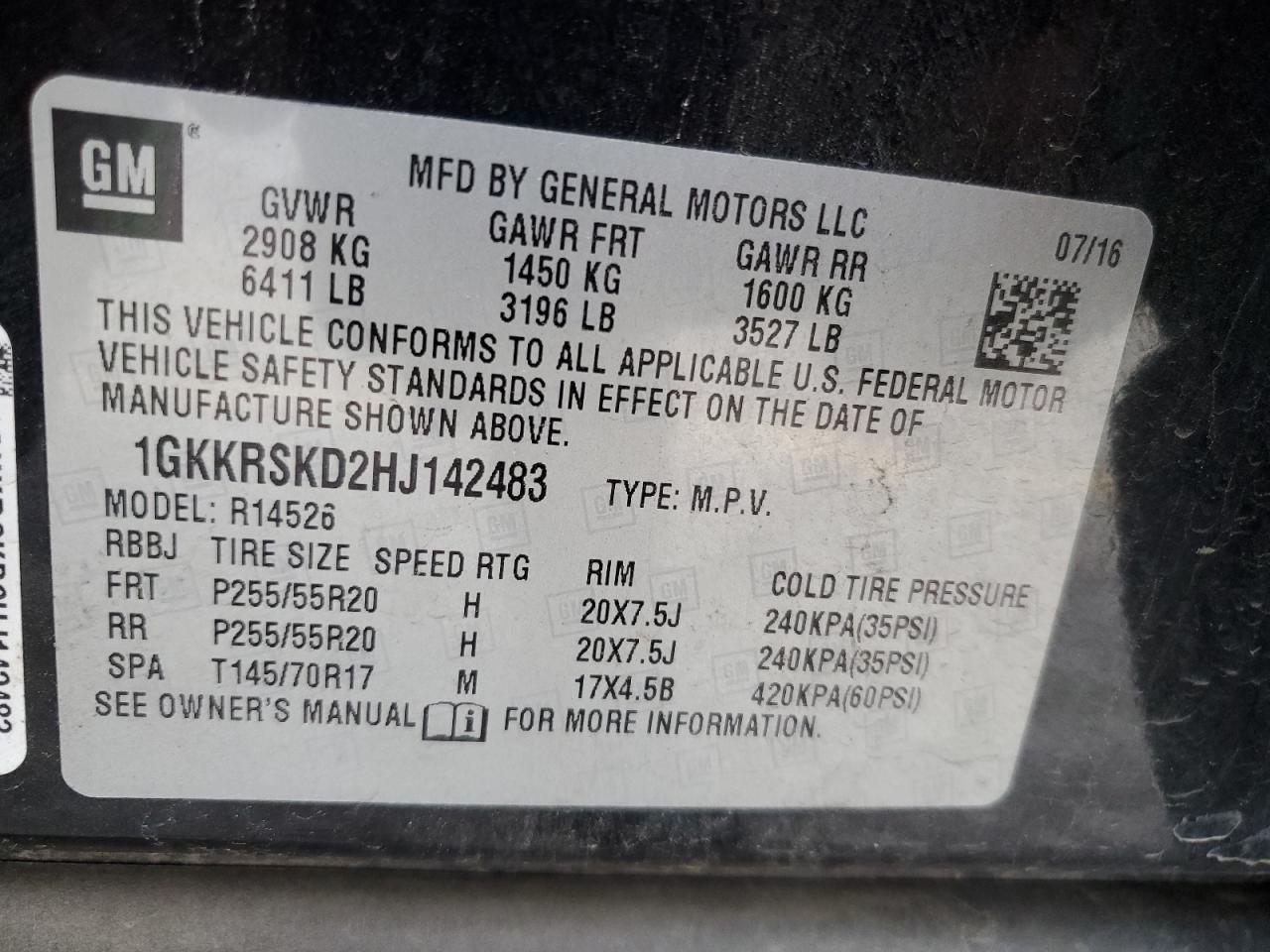 VIN 1GKKRSKD2HJ142483 2017 GMC ACADIA no.13