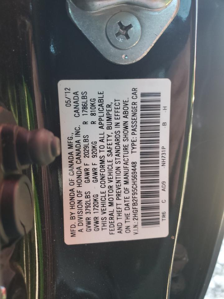 2012 Honda Civic Exl VIN: 2HGFB2F95CH569448 Lot: 51592015