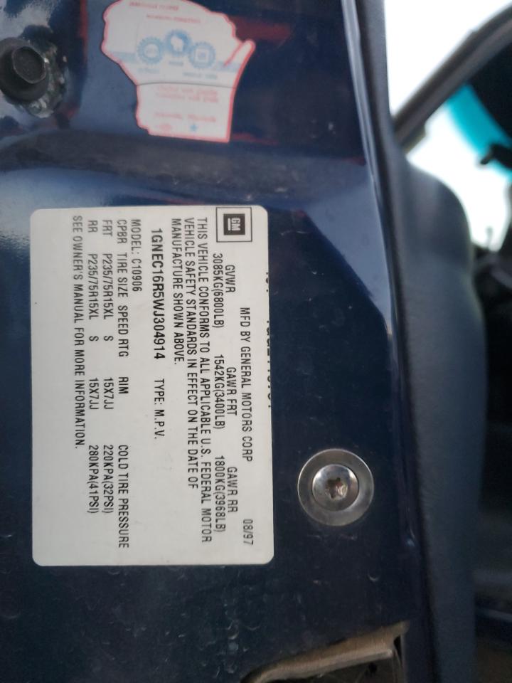 1998 Chevrolet Suburban C1500 VIN: 1GNEC16R5WJ304914 Lot: 86643614