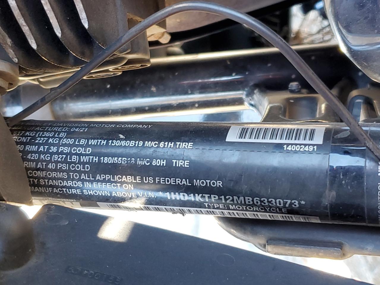 2021 Harley-Davidson Fltrxs VIN: 1HD1KTP12MB633073 Lot: 86723804