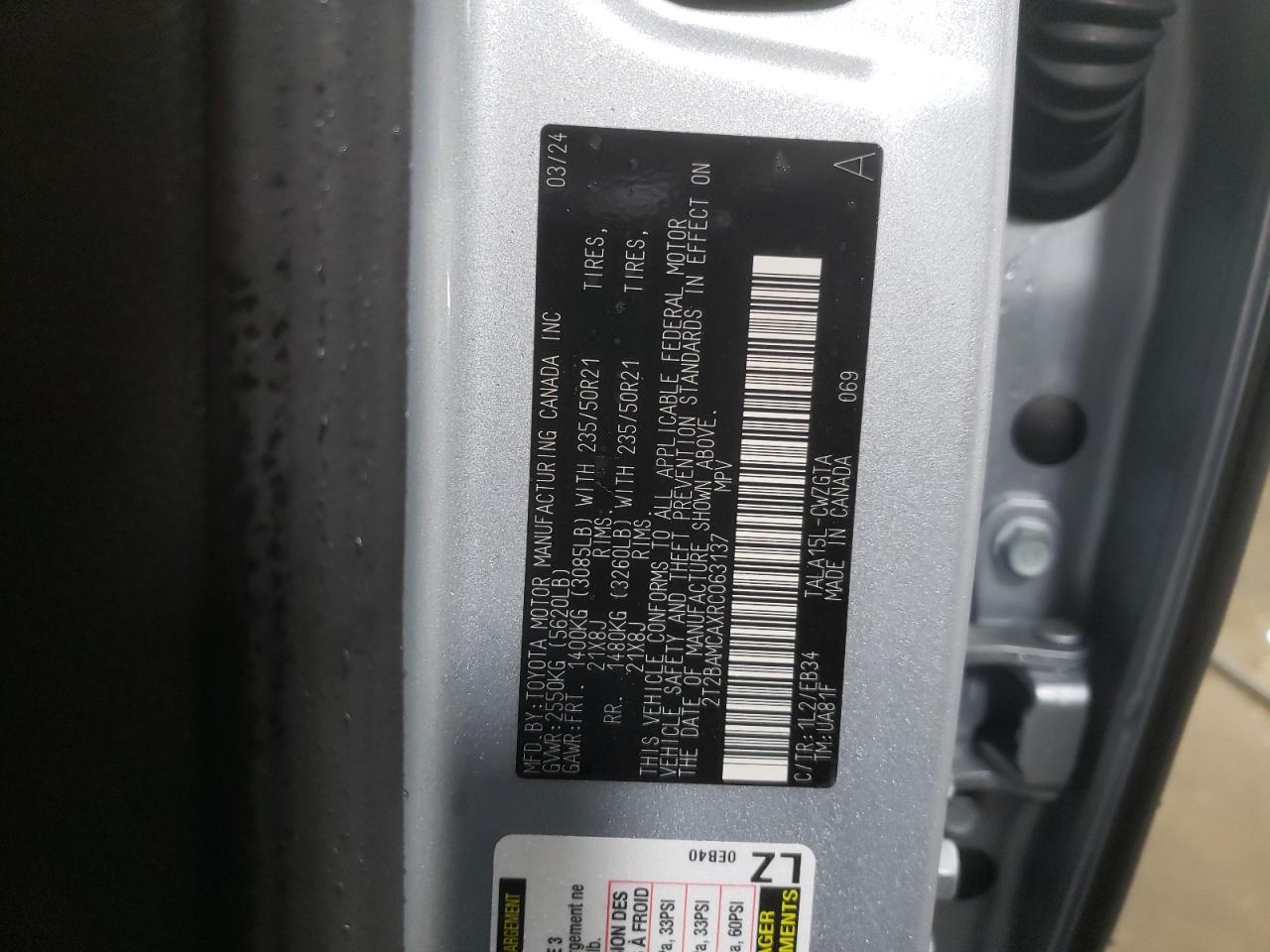 VIN 2T2BAMCAXRC063137 2024 LEXUS RX350 no.14