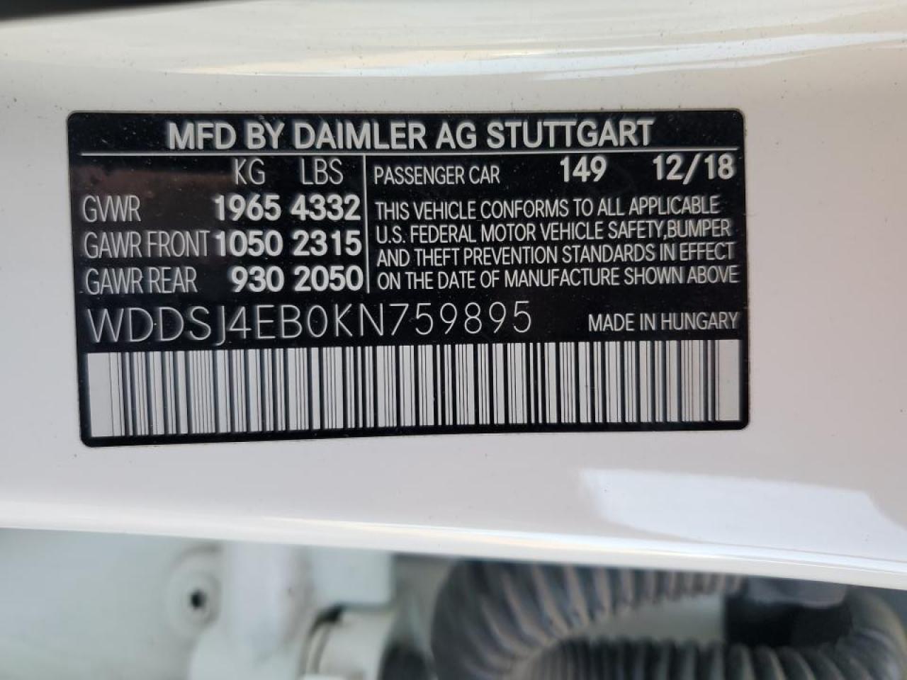 VIN WDDSJ4EB0KN759895 2019 MERCEDES-BENZ CLA-CLASS no.12