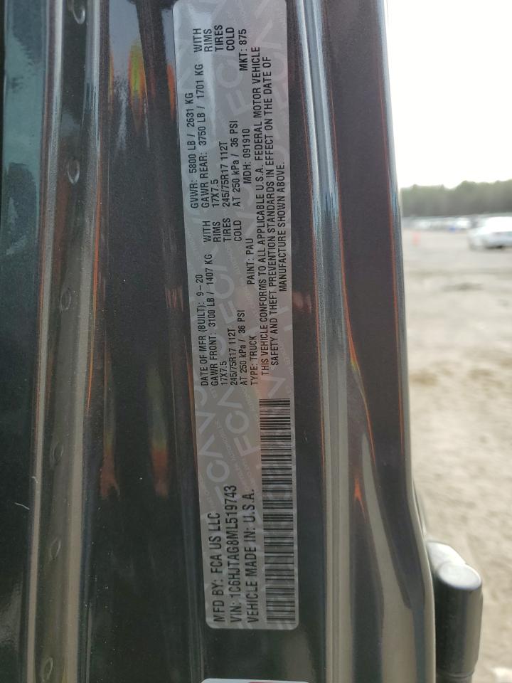 2021 Jeep Gladiator Sport VIN: 1C6HJTAG8ML519743 Lot: 85847354