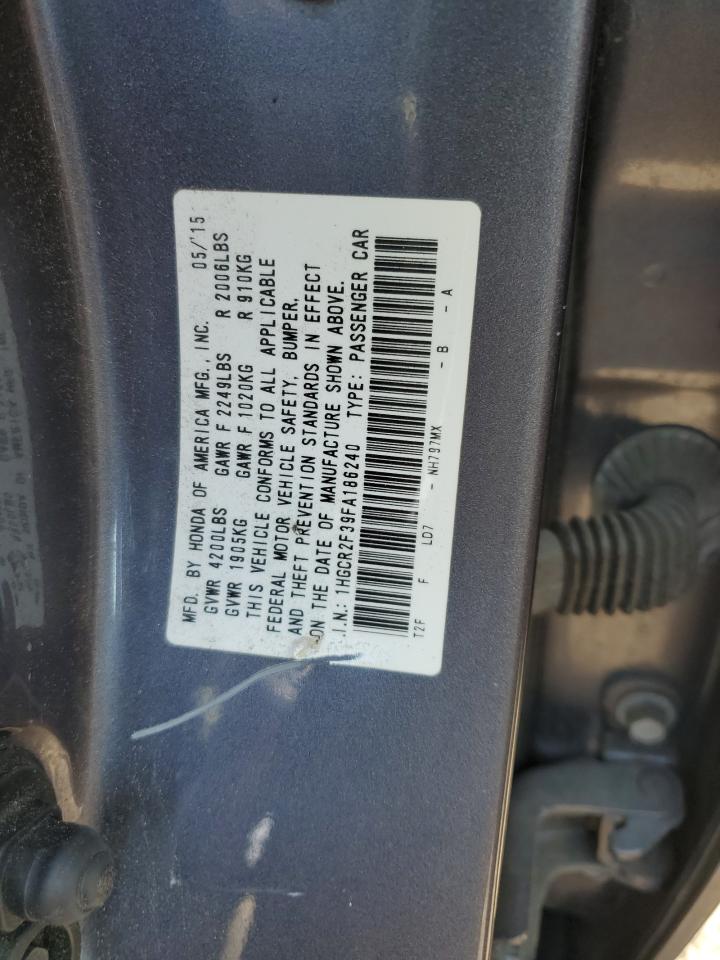 VIN 1HGCR2F39FA186240 2015 HONDA ACCORD no.13