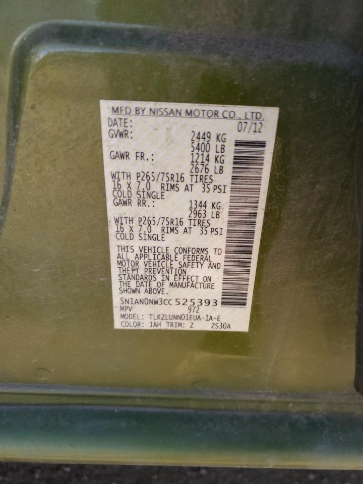 2012 Nissan Xterra Off Road VIN: 5N1AN0NW3CC525393 Lot: 85798814