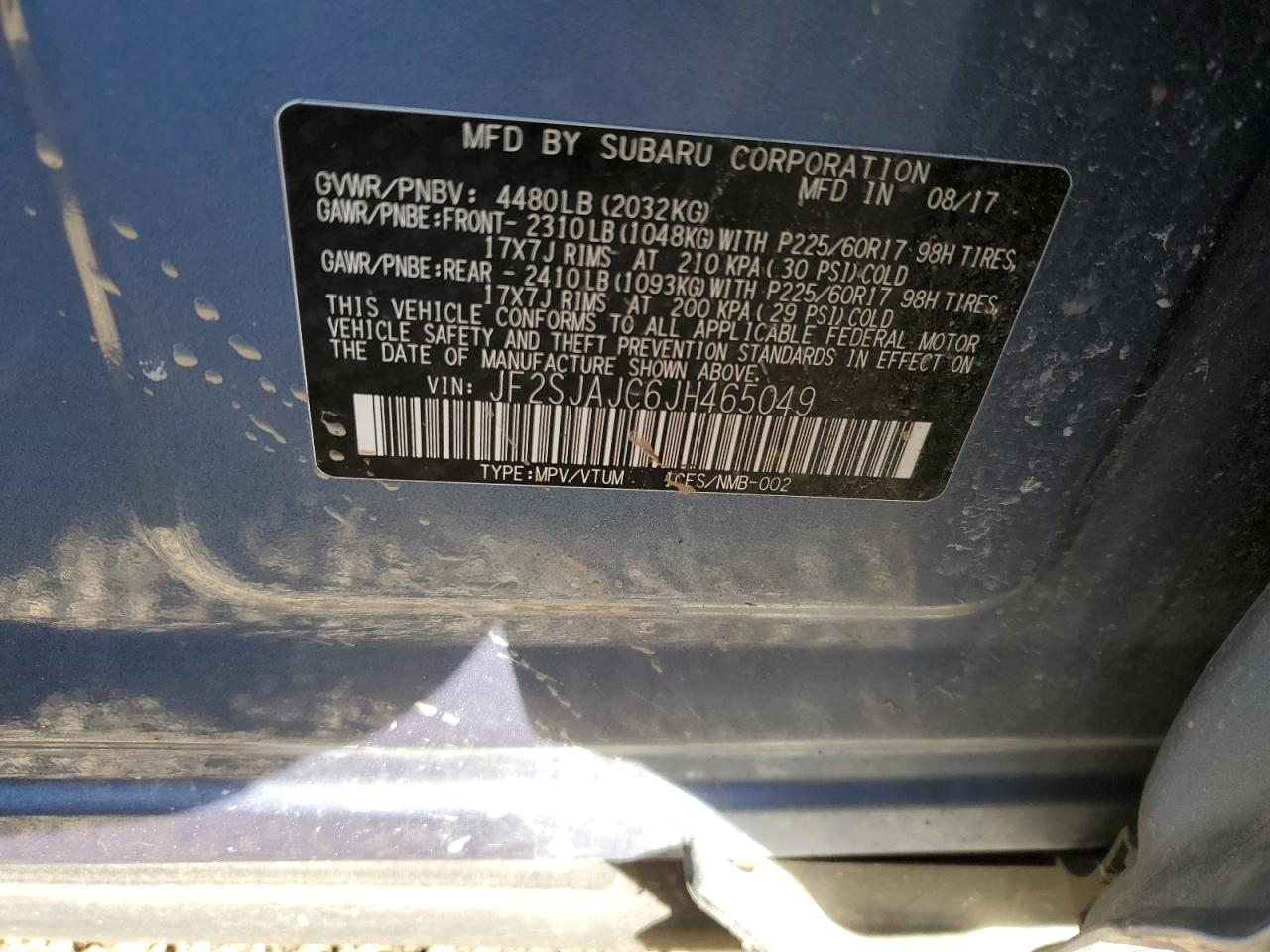 2018 Subaru Forester 2.5I Limited VIN: JF2SJAJC6JH465049 Lot: 84921564