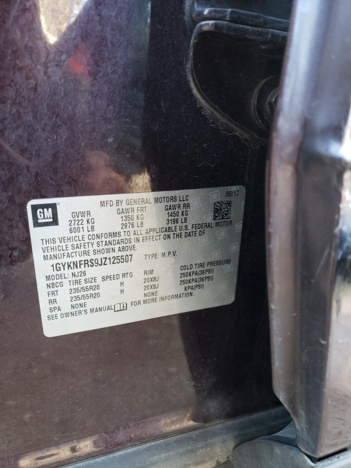 2018 Cadillac Xt5 Premium Luxury VIN: 1GYKNFRS9JZ125507 Lot: 83794554