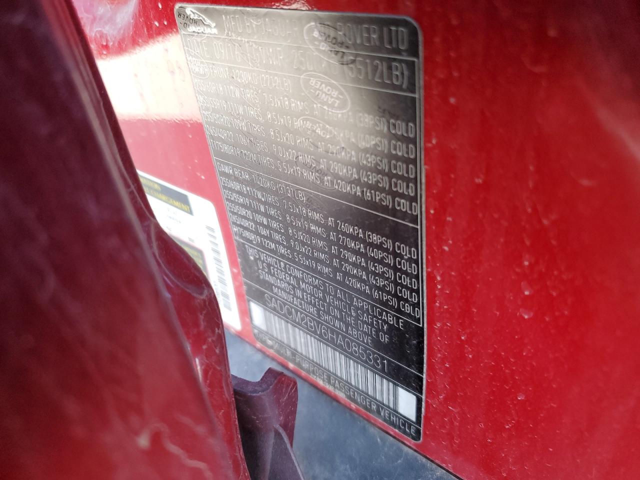 2017 Jaguar F-Pace S VIN: SADCM2BV6HA085331 Lot: 83560474