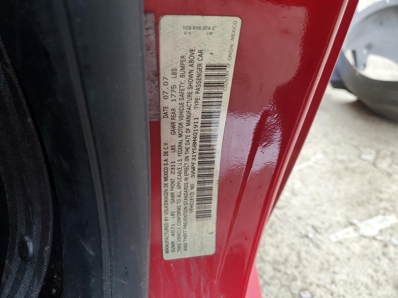 2008 Volkswagen New Beetle Convertible S VIN: 3VWPF31Y58M401911 Lot: 85477914