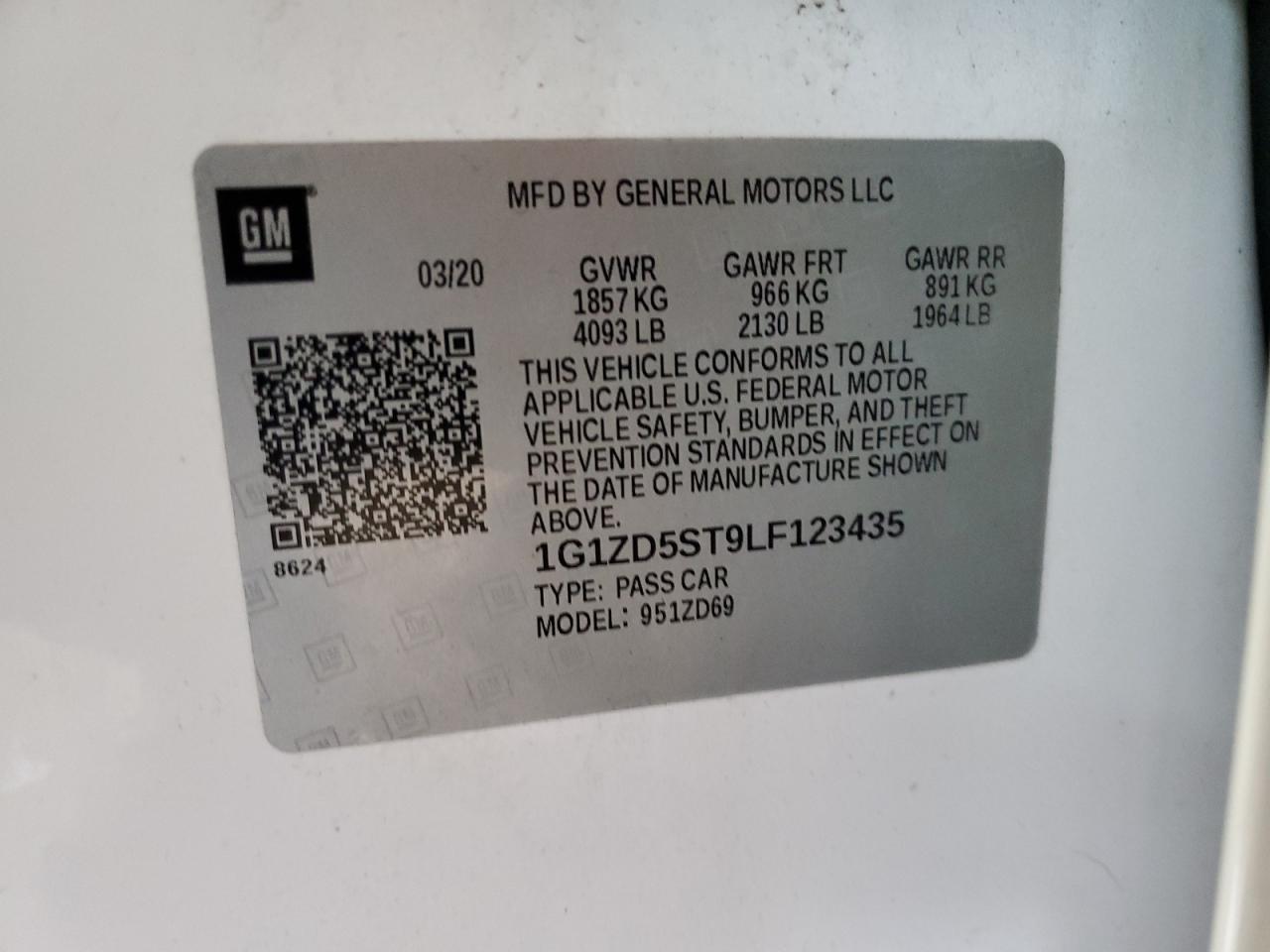 2020 Chevrolet Malibu Lt VIN: 1G1ZD5ST9LF123435 Lot: 83625234