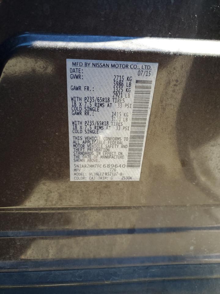 2015 Nissan Pathfinder S VIN: 5N1AR2MM7FC689640 Lot: 82432714