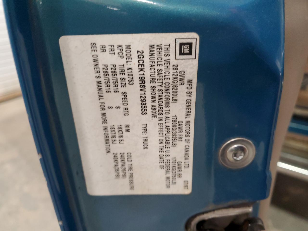 1997 Chevrolet Gmt-400 K1500 VIN: 2GCEK19R8V1293553 Lot: 83616644