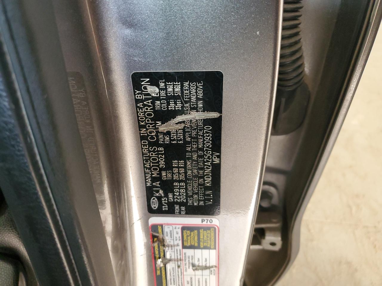 2016 Kia Soul VIN: KNDJN2A25G7309370 Lot: 86154134