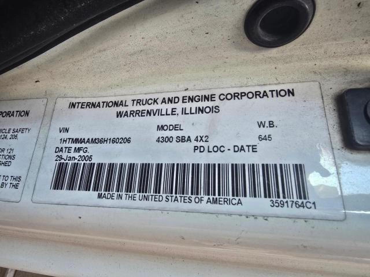 2006 International 4000 4300 VIN: 1HTMMAAM36H160206 Lot: 84317424