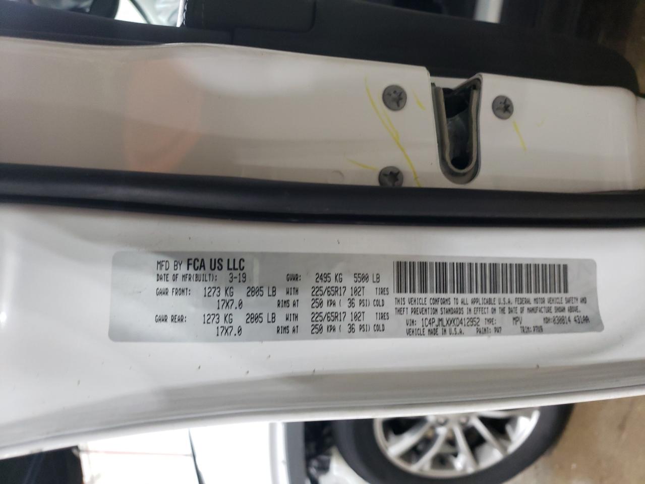 2019 Jeep Cherokee Latitude Plus VIN: 1C4PJMLXXKD412952 Lot: 83486034