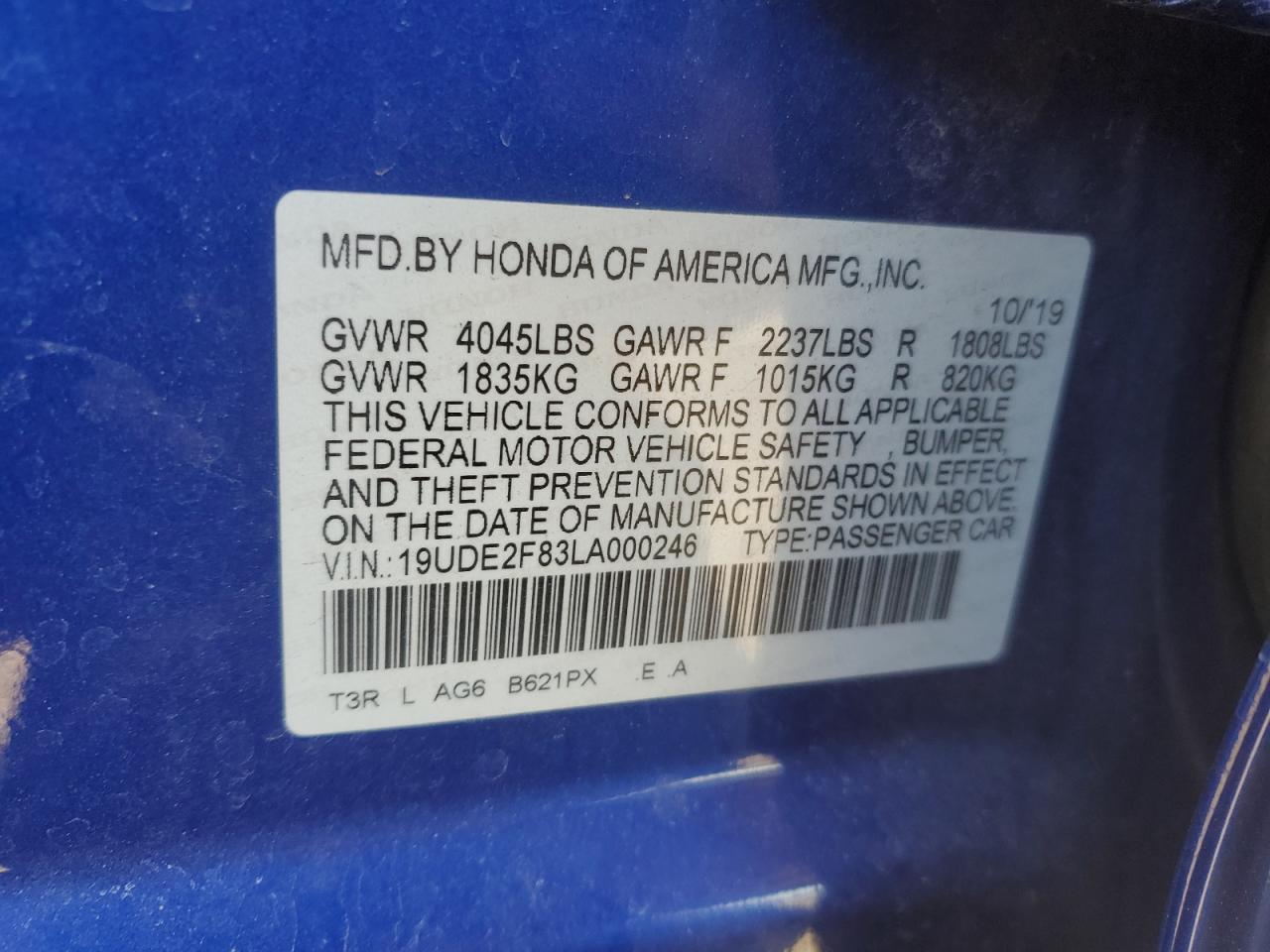 2020 Acura Ilx Premium A-Spec VIN: 19UDE2F83LA000246 Lot: 86295274