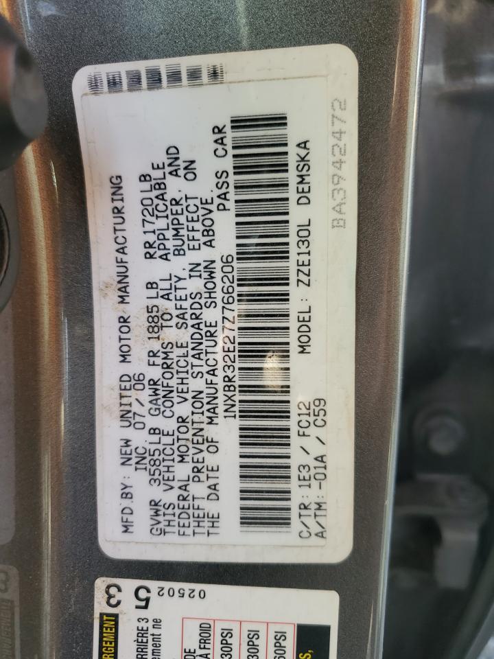 2007 Toyota Corolla Ce VIN: 1NXBR32E27Z766206 Lot: 86066184