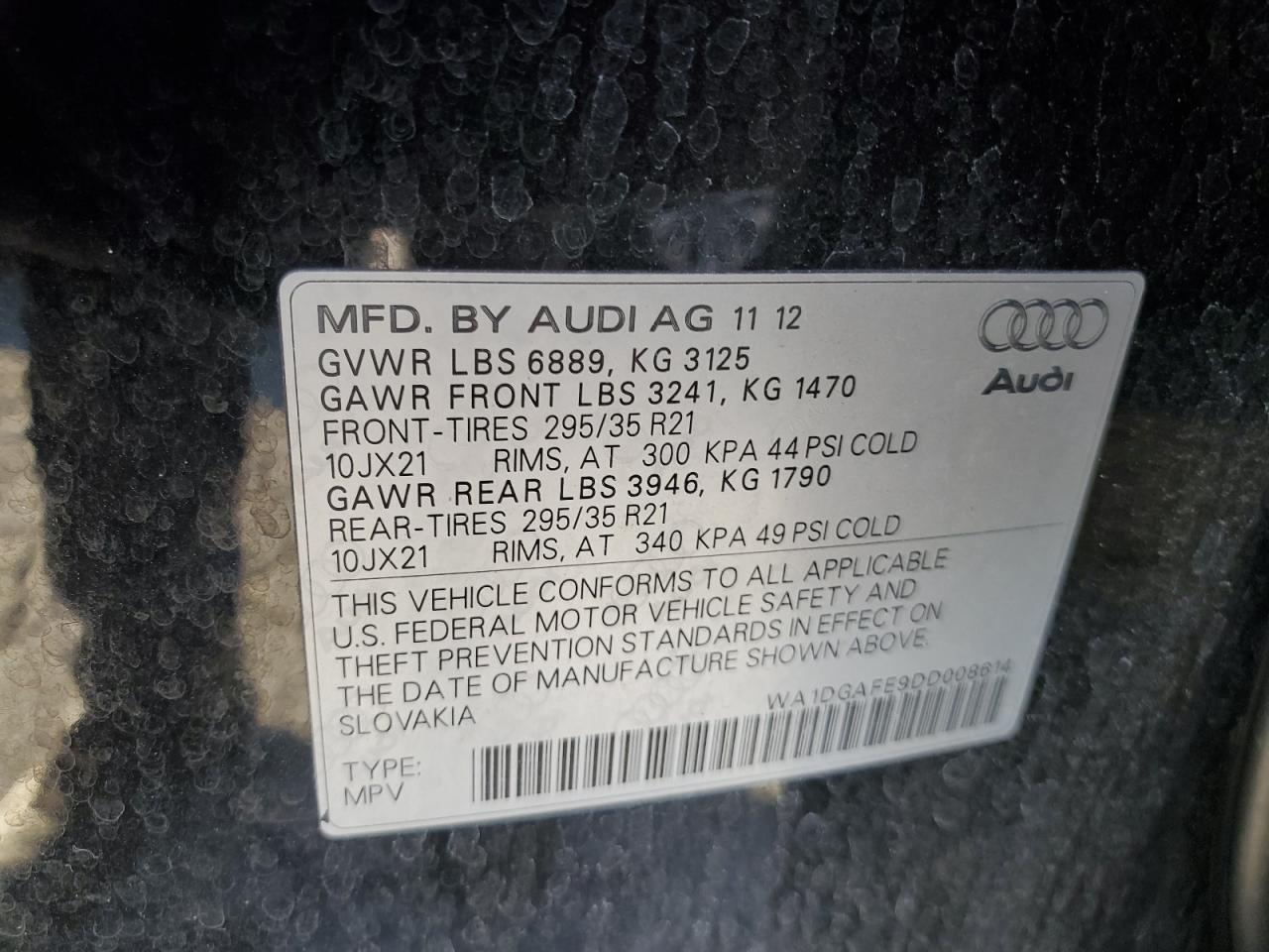 VIN WA1DGAFE9DD008614 2013 AUDI Q7 no.13