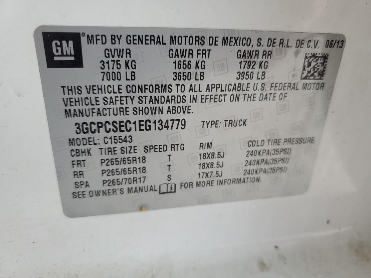 VIN 3GCPCSEC1EG134779 2014 CHEVROLET ALL Models no.12