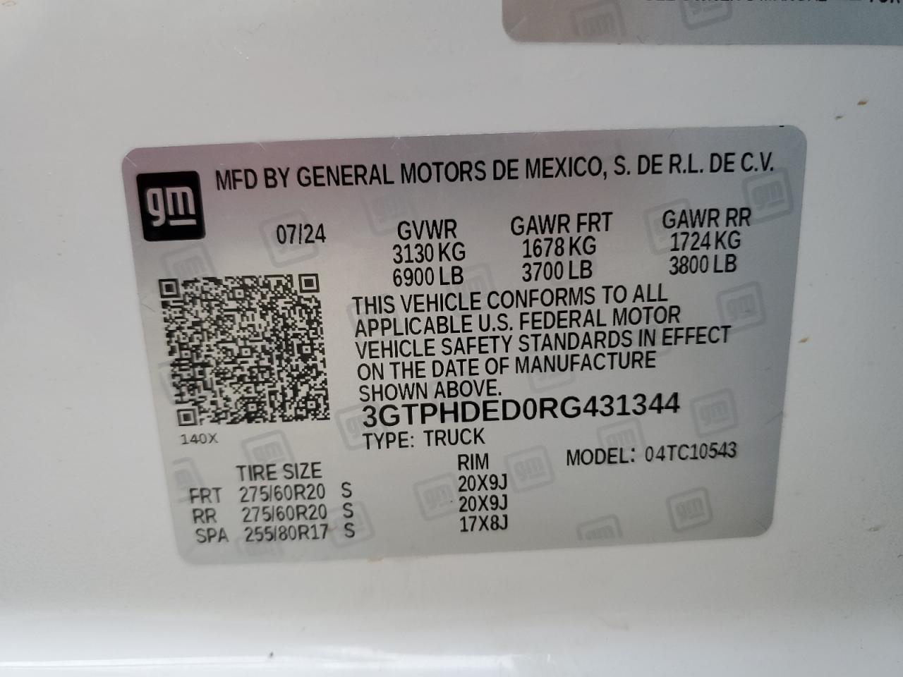 VIN 3GTPHDED0RG431344 2024 GMC SIERRA no.12