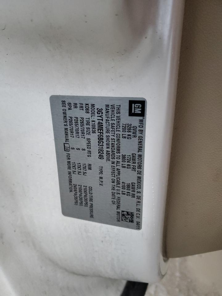 2011 Cadillac Escalade Ext Luxury VIN: 3GYT4MEF6BG318249 Lot: 84099544