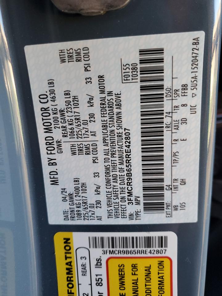 2024 Ford Bronco Sport Big Bend VIN: 3FMCR9B65RRE42807 Lot: 82967714