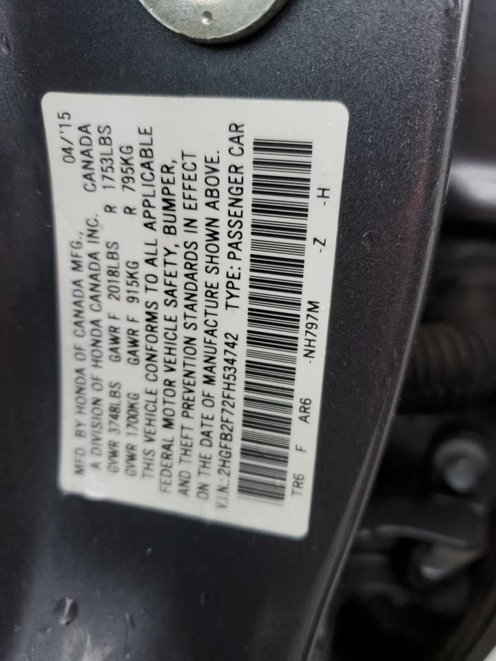 VIN 2HGFB2F72FH534742 2015 HONDA CIVIC no.12