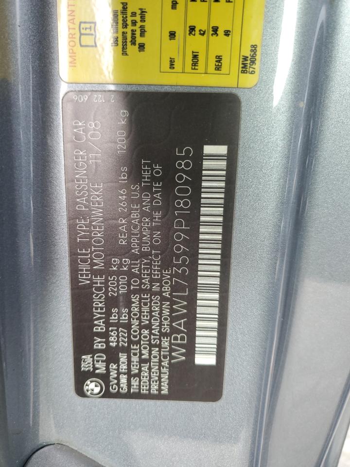 2009 BMW 335 I VIN: WBAWL73599P180985 Lot: 82104844
