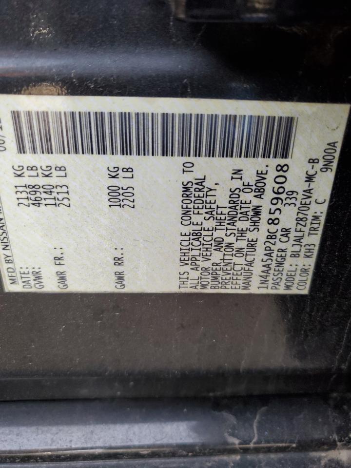 2011 Nissan Maxima S VIN: 1N4AA5AP2BC859608 Lot: 85501734