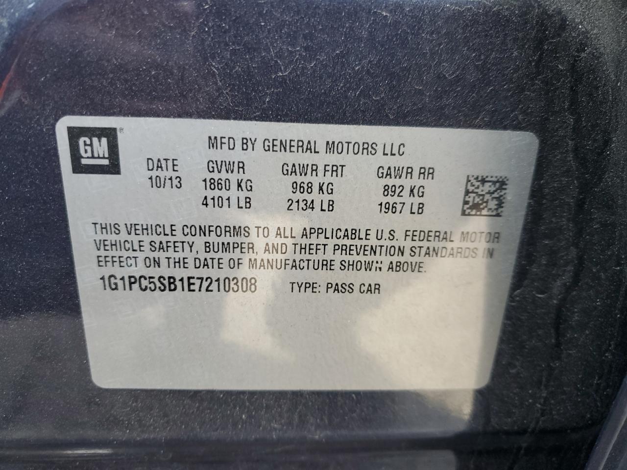 VIN 1G1PC5SB1E7210308 2014 CHEVROLET CRUZE no.12