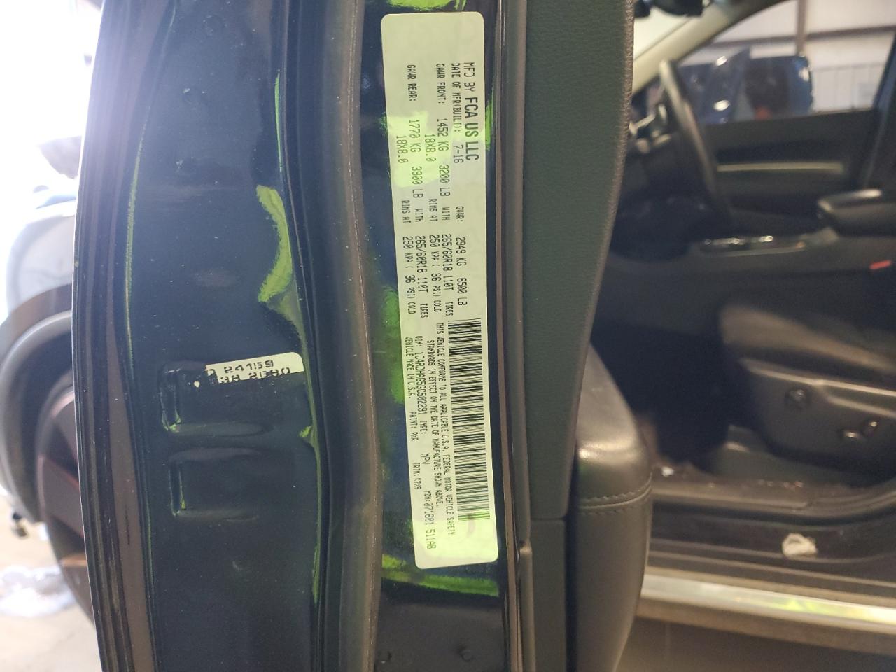 2016 Dodge Durango Sxt VIN: 1C4RDHAG5GC502291 Lot: 83564324