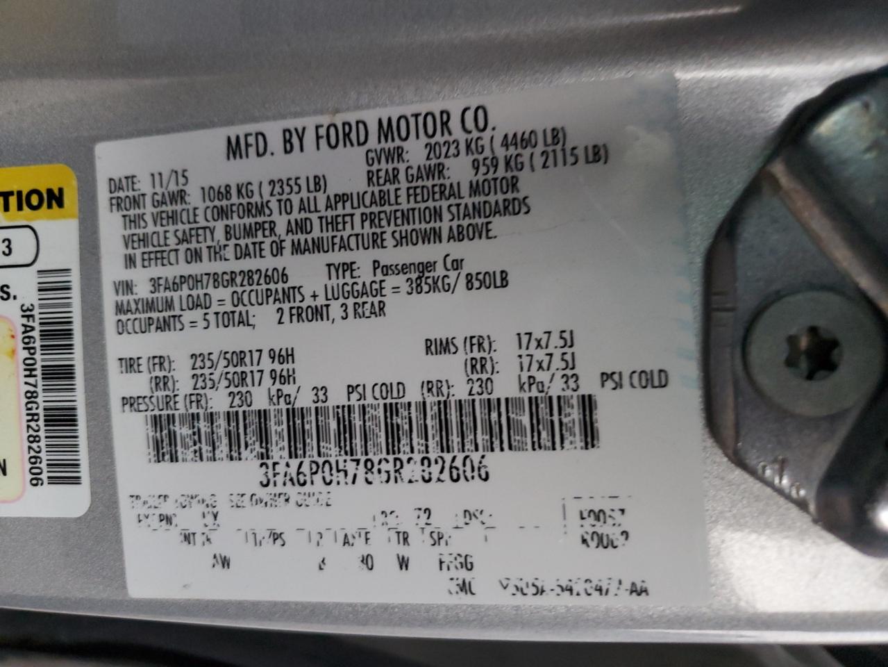 VIN 3FA6P0H78GR282606 2016 FORD FUSION no.12