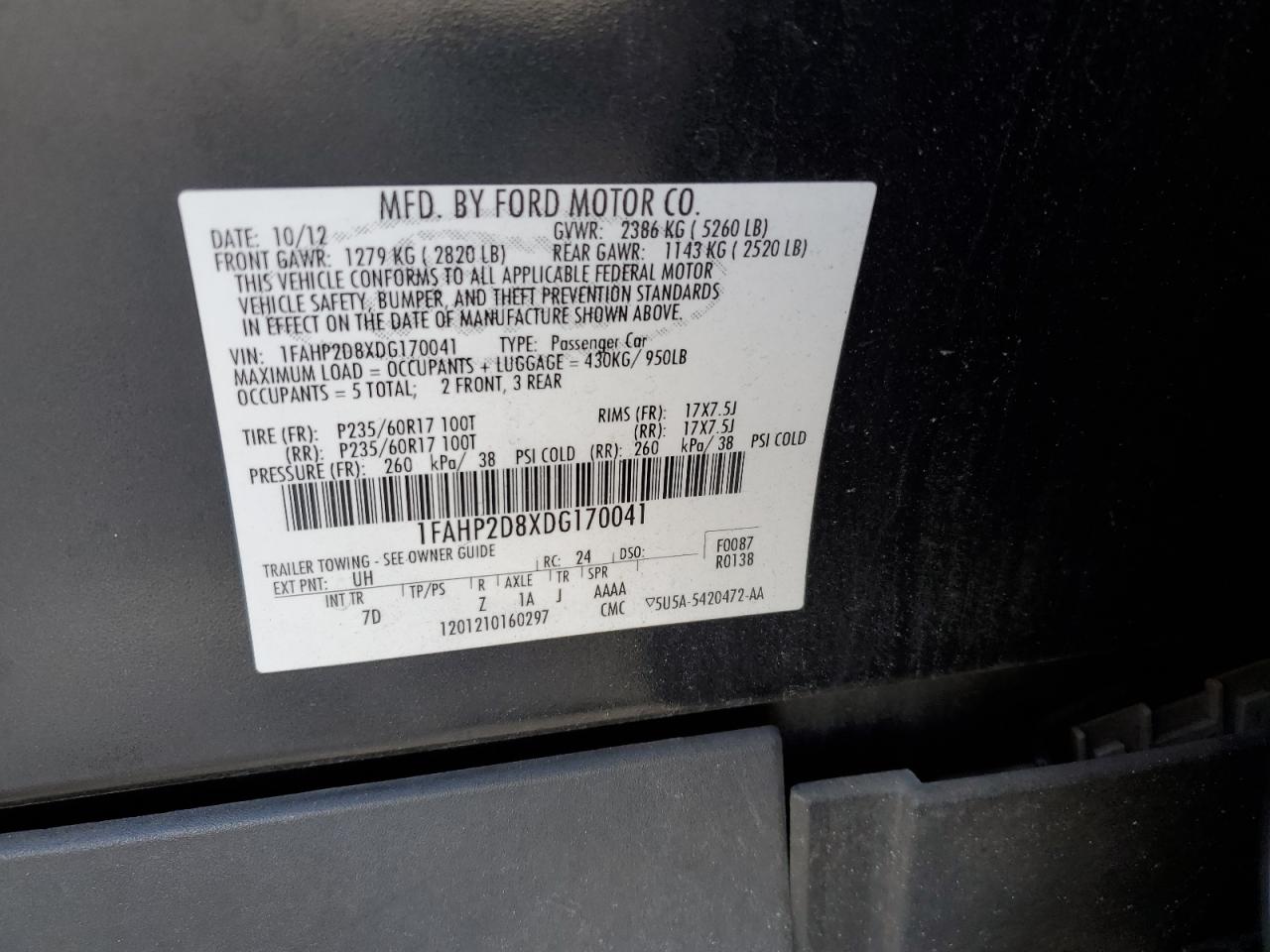 2013 Ford Taurus Se VIN: 1FAHP2D8XDG170041 Lot: 85211064