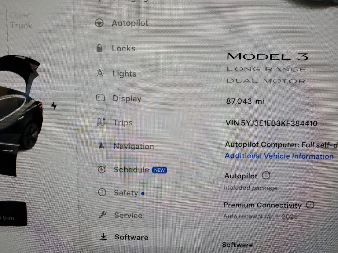 2019 Tesla Model 3 VIN: 5YJ3E1EB3KF384410 Lot: 85000294