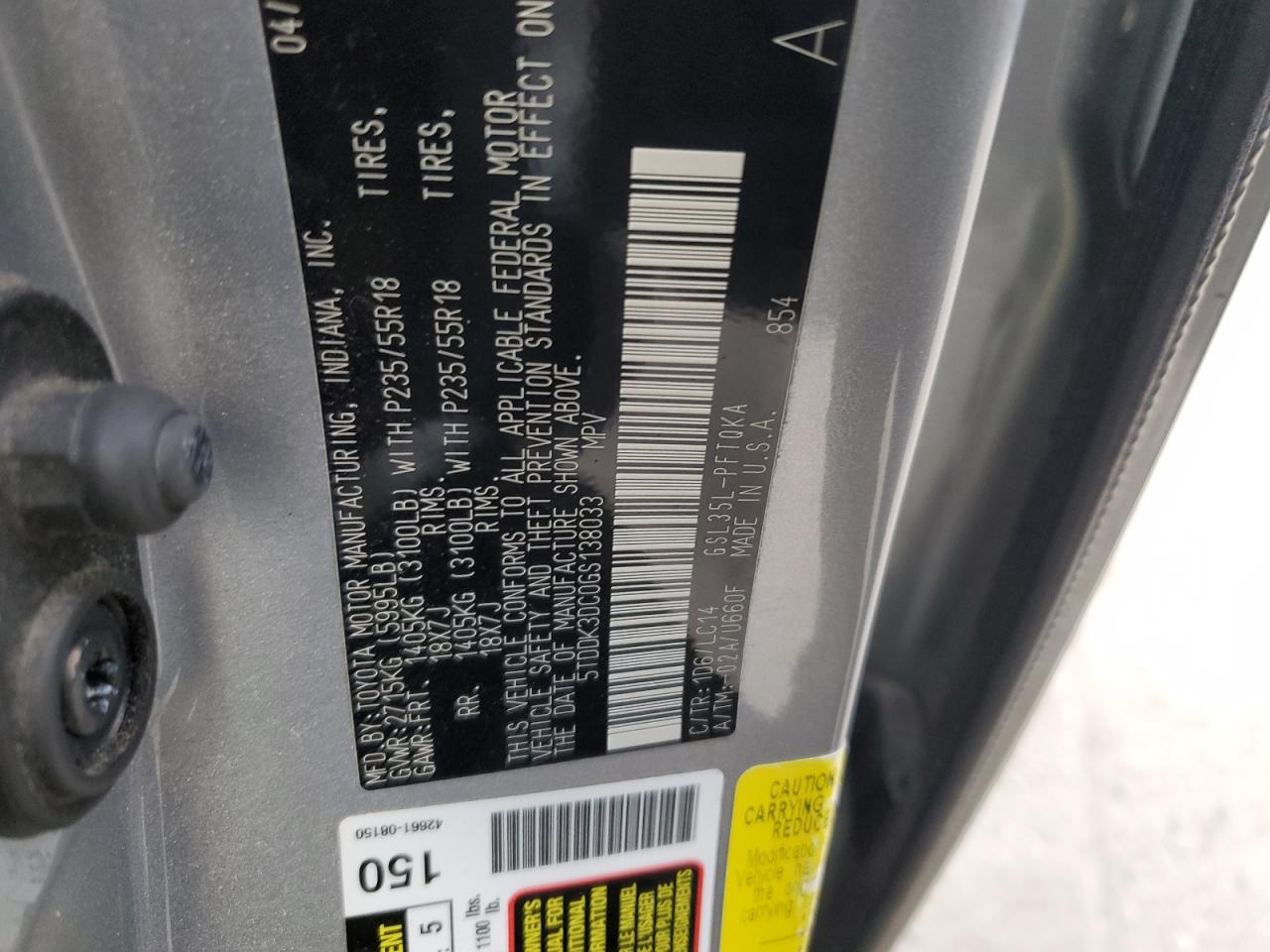 2016 Toyota Sienna Xle VIN: 5TDDK3DC0GS138033 Lot: 84462564