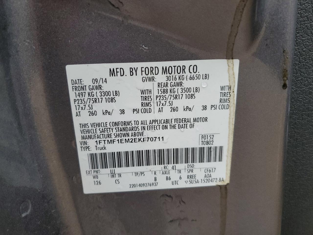 VIN 1FTMF1EM2EKF70711 2014 FORD All Models no.13