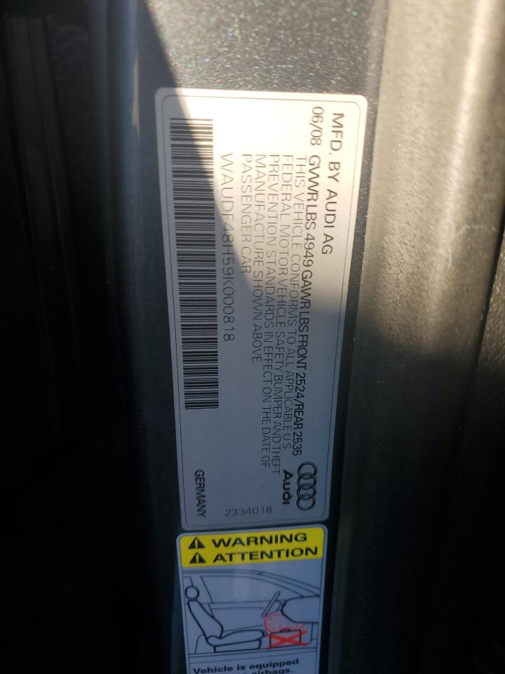 2009 Audi A4 2.0T Cabriolet Quattro VIN: WAUDF48H59K000818 Lot: 85903414