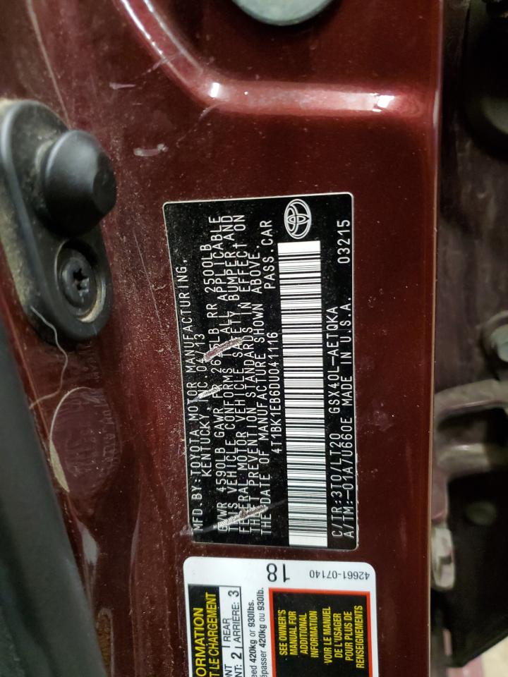 2013 Toyota Avalon Base VIN: 4T1BK1EB6DU041116 Lot: 83355234