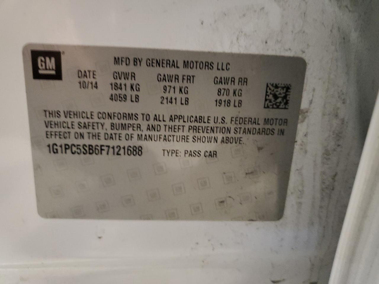 VIN 1G1PC5SB6F7121688 2015 CHEVROLET CRUZE no.12