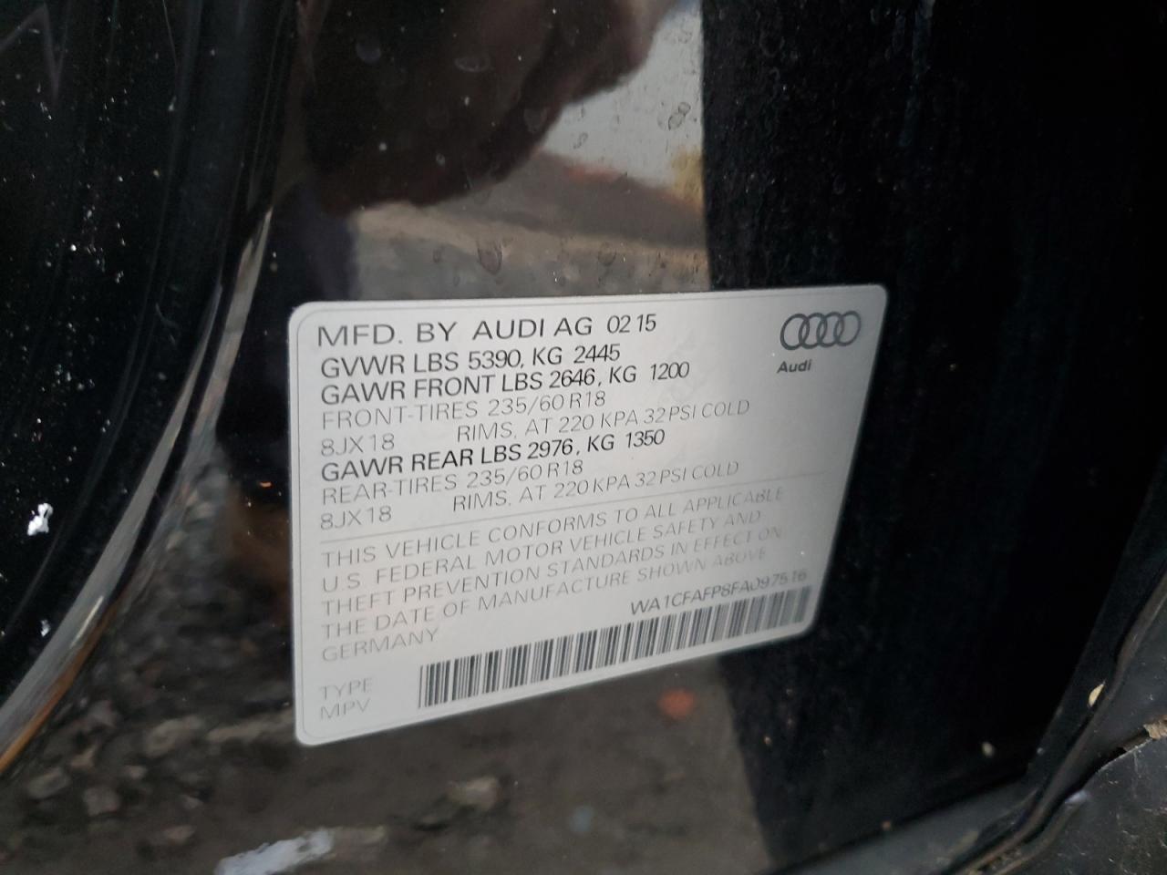 VIN WA1CFAFP8FA097516 2015 AUDI Q5 no.13