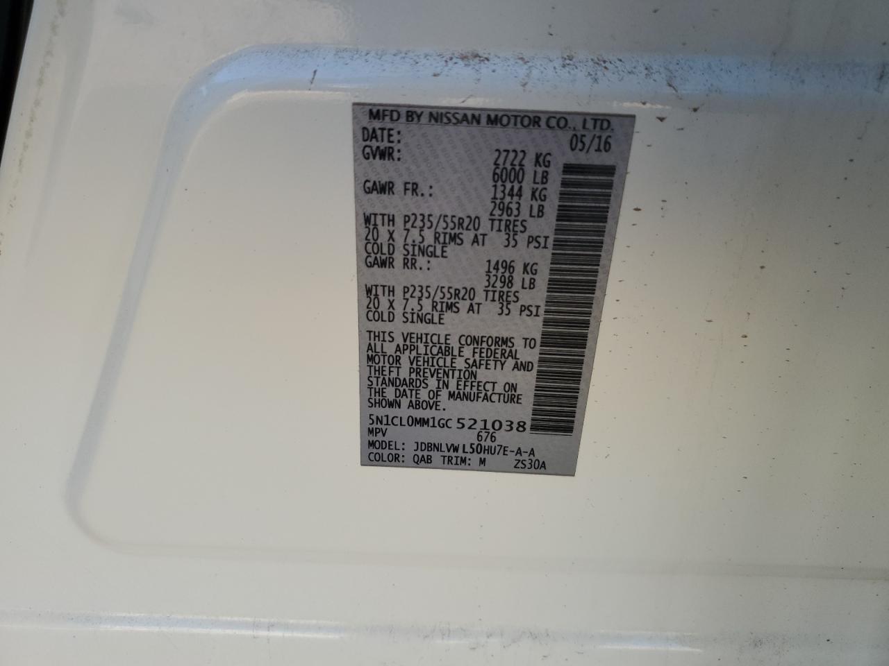 2016 Infiniti Qx60 Hybrid VIN: 5N1CL0MM1GC521038 Lot: 81961334