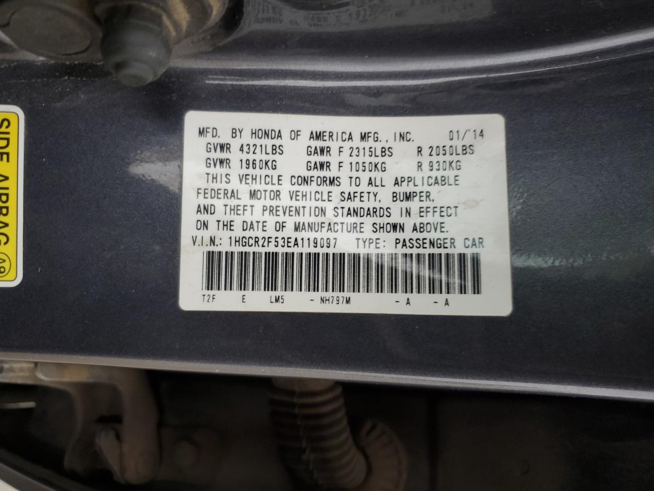 VIN 1HGCR2F53EA119097 2014 HONDA ACCORD no.13