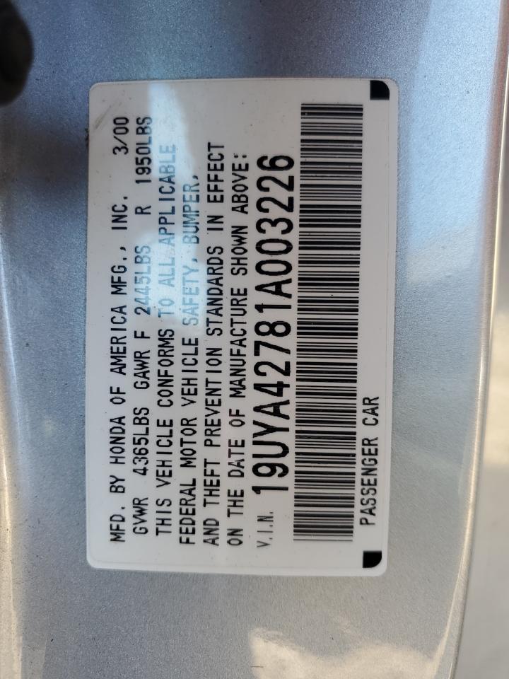 2001 Acura 3.2Cl Type-S VIN: 19UYA42781A003226 Lot: 86589224